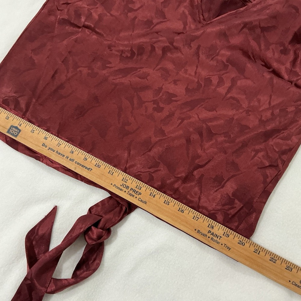 LUCCA Jacquard Satin Floral Wine Blouse Bow Tie M Coquette Fairy Dark Academia - Picture 11 of 15